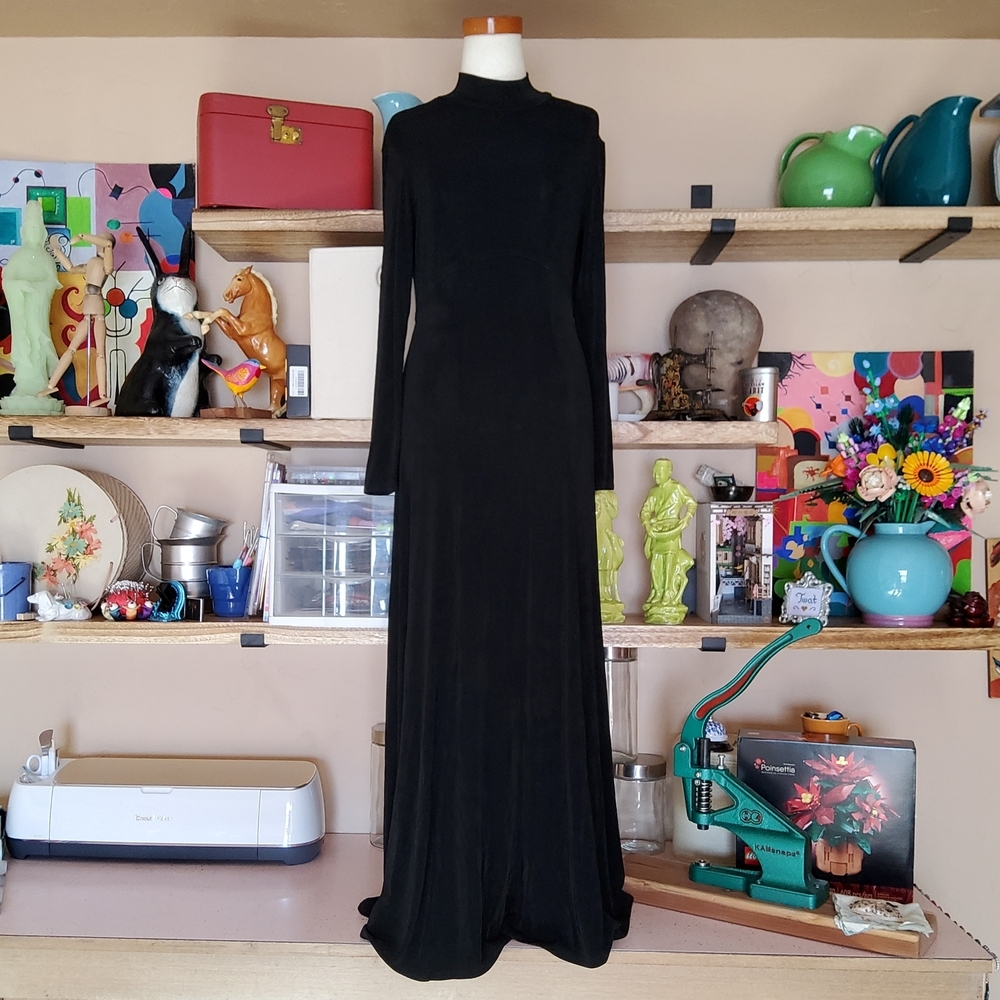 VNTG 2000s Double D Ranchwear Slinky Ribbed Stretchy Dress Mock T Neck Size S